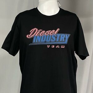 New XL Diesel Shortsleeved Black Blue Graphic Crewneck T-shirt